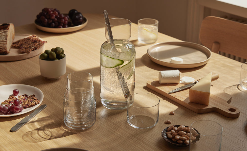 glassware on table