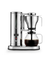 Front view of Aarke Coffee Maker with stainless steel finish and full glass carafe.