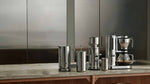 Aarke product range in stainless steel with Coffee Maker, Coffee Grinder, Coffee Press, Kettle and Thermal Jug.