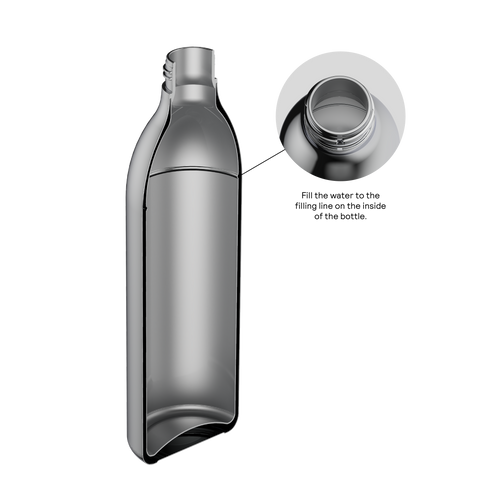 Inside of To-Go Bottle showing water filling mark.